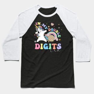 In My Double Digits Era Unicorn Birthday 10th Birthday Girl Baseball T-Shirt